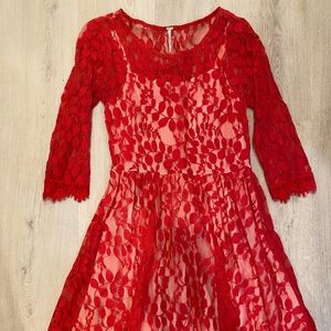 Free People red lace dress